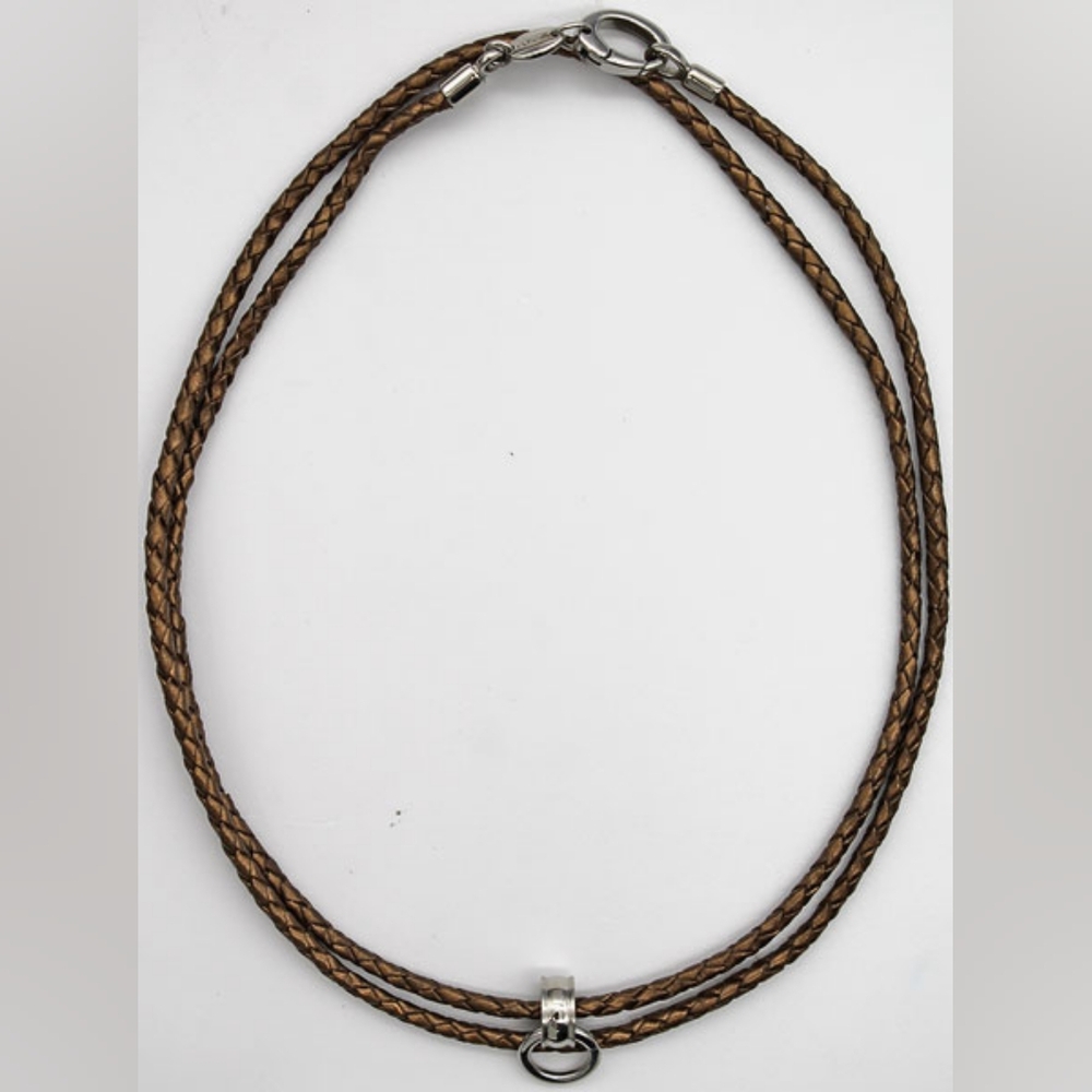 FOSSIL two strand woven‎ braided leather necklace in gift box jf86619040 new